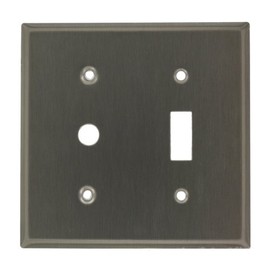 Leviton S112-N 2-Gang 1-Toggle, 1-Telephone/Cable .406 Device Combination Wallplate, Strap Mount, Stainless Steel