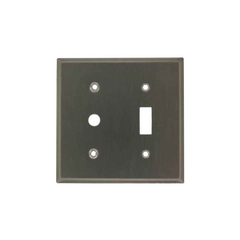 Leviton S112-N 2-Gang 1-Toggle, 1-Telephone/Cable .406 Device Combination Wallplate, Strap