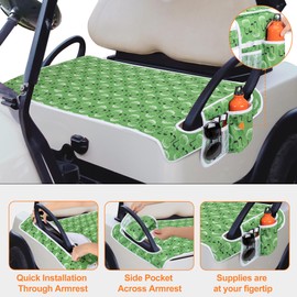 Golf Cart Seat Covers, Golf Cart Seat Towel Blanket with 4 Side Pockets & Non-Slip Bottom Fits for EZGO, Club Car, Yamaha and More 2 Person Seats Golf Carts