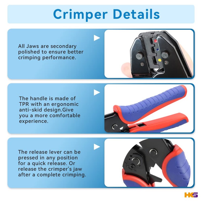 HKS Ratcheting Crimping Tool Set 9 PCS with Automatic Wire