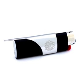 Kasher Mandala Lighter Case with Lighter - Stylish & Durable Construction - Lightweight, Portable Multipurpose Tool -Stainless Steel Accessory for Versatile Usage as Cutter for Opening Box (Silver)