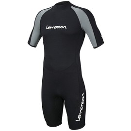 Lemorecn Wetsuits Mens Premium Neoprene Diving Suit 3mm Shorty Jumpsuit(3035blackgrey,2XL)