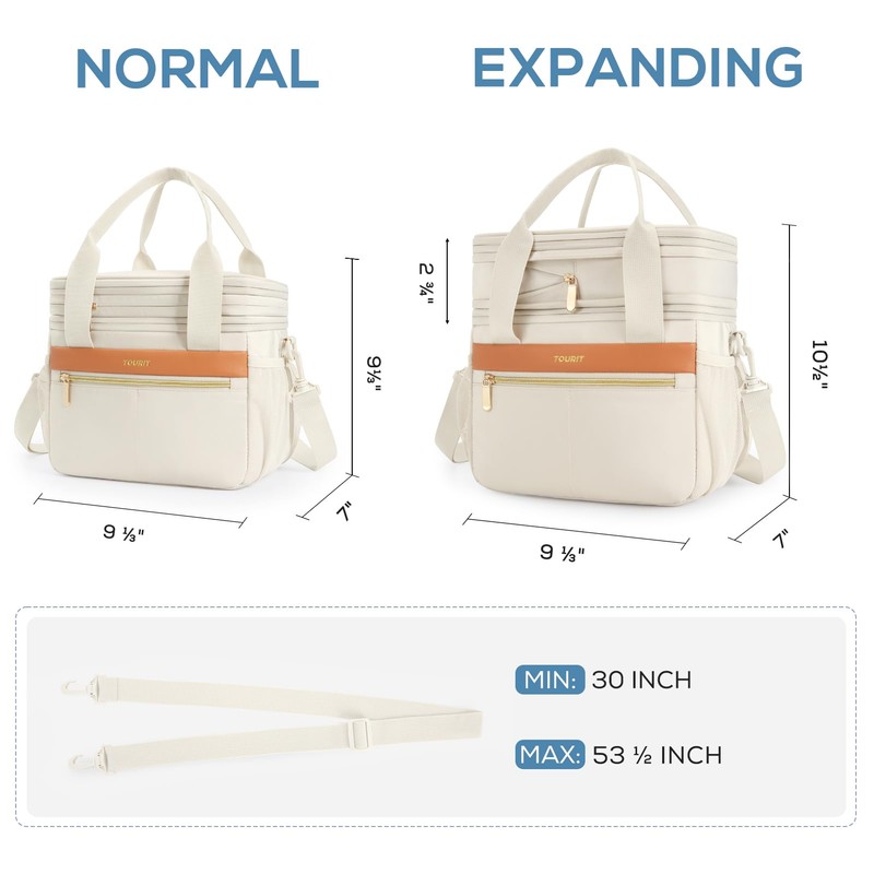 TOURIT Insulated Lunch Box Bag, Double Deck Leakproof Cooler Tote