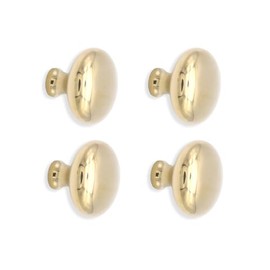 Infinity Decor 4 Pack Mushroom Shape Solid Brass Round Polished Brass Cupboard Pull Handle 32mm Ideal for Drawers, Cupboards, Doors