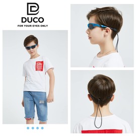 DUCO K014 Kids Sunglasses, Children's Sunglasses, Sports, Polarized Sunglasses, Ultra Lightweight Frame, UV Protection, Baseball, Running, Cycling, 5-12 Years Old, blue/yellow