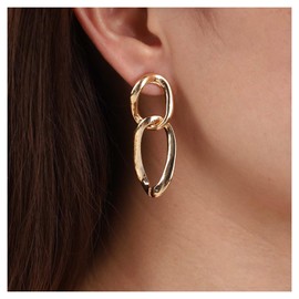 Cimenexe Bohemian Curb Chain Dangle Earrings Gold Cable Link Drop Earrings Chunky Curb Chain Earrings Minimalist Statement Earrings Jewellery for Women and Girls