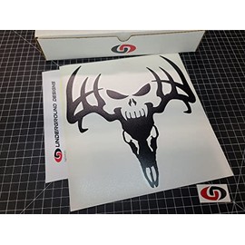 Deer Skull Decals Predator Hunting Stickers Game Hunter Bone Collector Outdoorsman Hunting Accessories (10x10, Matte Blackout)