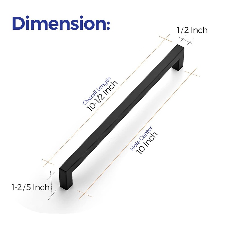 Ravinte 10 Pack 10 Inch Kitchen Square Cabinet Handles Matte