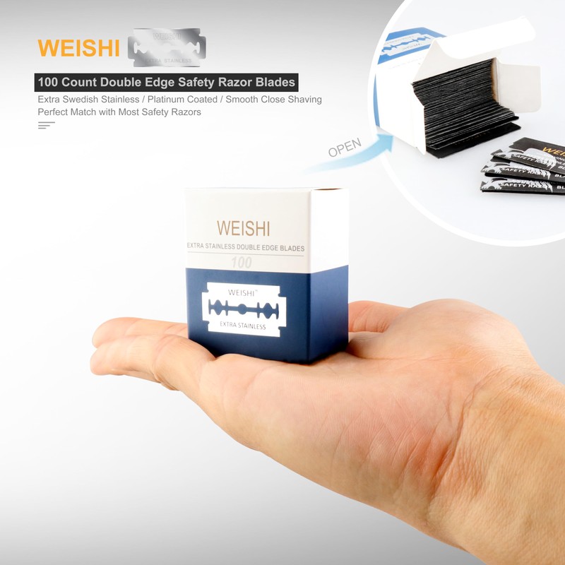 WEISHI 100PCS Single Edge Razor Blades- Double Edge Safety Razor