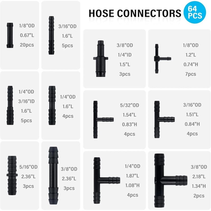 Multipurpose Vacuum Line Kit,6Pcs 5Ft Vacuum Hose Automotive+64P