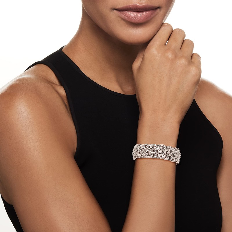 Ross-Simons Sterling Silver Multi-Circle Link Bracelet. 7 inches