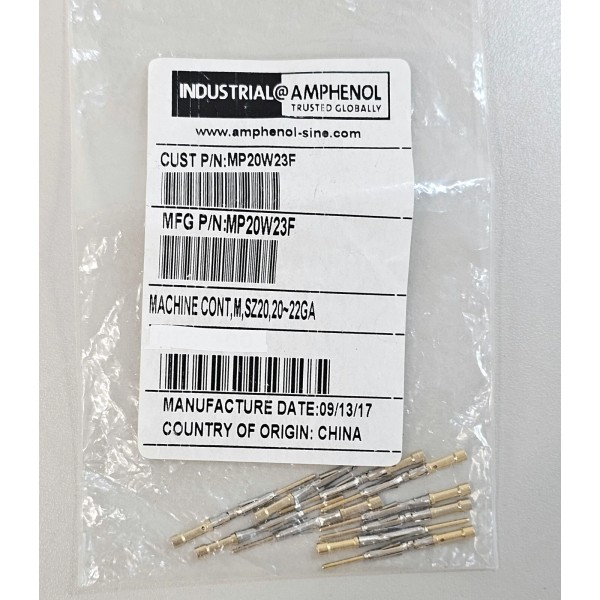 Amphenol Qty 10 ~ AMPHENOL MP20W23F Contact Pin ~ 20-22