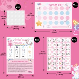 Unicorn Potty Training Chart for Toddler Girls - Potty Training Sticker Chart for Girls Potty with Sticker, Sticker Chart for Kids Potty Training Reward Chart, Kids Reward Chart