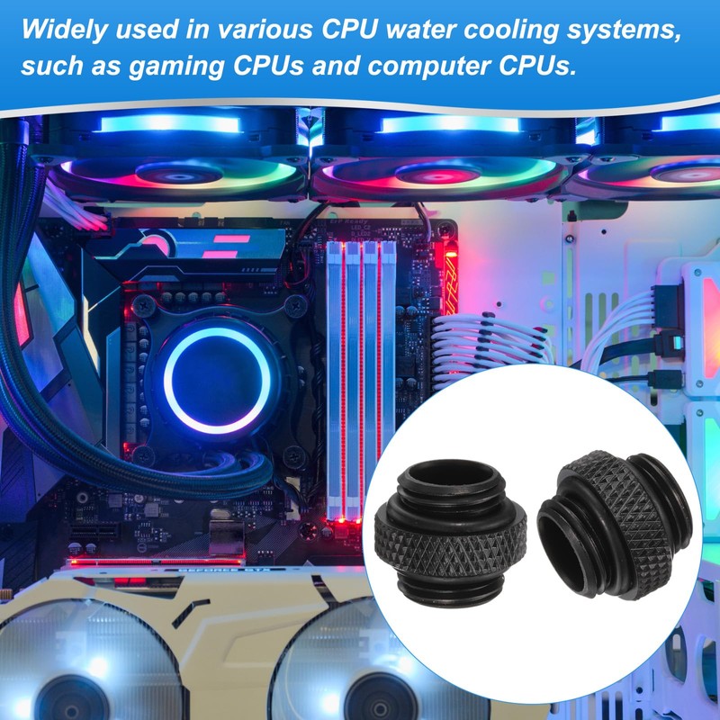 sourcing map 6pcs Water Cooling Adapter G1/4" Thread Male to