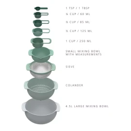 Joseph Joseph Set Bowl Coladores De Cocina Y Tazas Medidoras 9 Pzas Jj-036