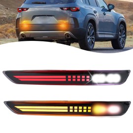 ZDEERAOTO LED Rear Reflector Bumper Fog Light DRL Sequential Turn Signal Lamp Feature Kit for Mazda CX-50 2023-2024 Replacement Rear Bumper Trim Accessories