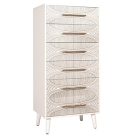 VINYUSE 6-Drawer Dresser, Dresser for Bedroom, Chest of Drawers with Metal Handle, Dresser TV Stand, High Drawer Organizer for Bedroom, Living Room, Enterway, Texture White