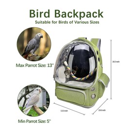 Bird Backpack Carrier Travel Cage with Perch, Tray &Food Cups for African Greys, Conures Parakeet Cockatiel Budgie,Small Animal Pet Carrier Bag for Vet Hiking Camping