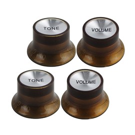 FLEOR 2T2V Speed Control Knobs Set Amber Plastic Top Hat Style Guitar Knobs Fit LP Style Electric Guitar Part
