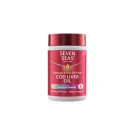 Seven Seas Cod Liver Oil Tablets, Plus Multivitamins & 110 mg Omega-3, 30 High Strength Capsules With Fish Oil, Plus Vitamin D, C, B12 & B6 & A, Folic Acid And Biotin, With EPA & DHA