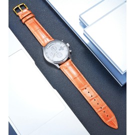 BINLUN Genuine calf leather replacement watch strap leather multicolour gift for Valentine's Day (12 mm, 14 mm, 16 mm, 17 mm, 18 mm, 19 mm, 20 mm, 21 mm, 22 mm, 23 mm, 24 mm)., G-orange