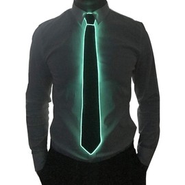 SATUMIKO Burning Man Light Up Fanny Ties Novelty Necktie For Men LED Light Up Ties Costume Accessory (Green-Micro Solid Tie)