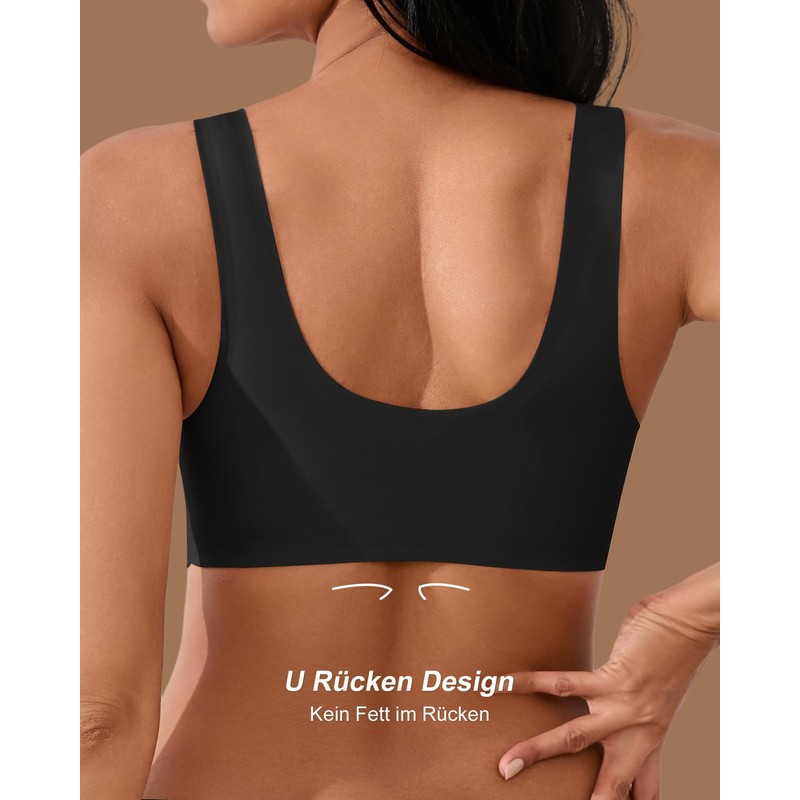 SHARICCA Women's Front Closure Bra - Without Underwire, V Neck,