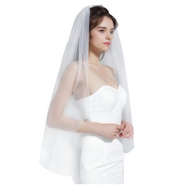 BEAUTELICATE Wedding Bridal Veil with Comb 1 Tier Cut Edge Veil