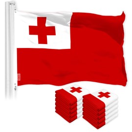 G128 10 Pack: Tonga Tongan Flag | 3x5 Ft | LiteWeave Pro Series Printed 150D Polyester | Country Flag, Indoor/Outdoor, Vibrant Colors, Brass Grommets, Thicker and More Durable Than 100D 75D Polyester