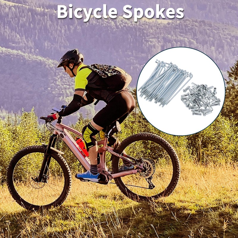 TUCKBOLD Bicycle Spokes Bike Wheel Spokes Silver Tone Nipple 1