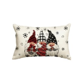 AVOIN colorlife AVOIN colorlife Christmas Snowflake Gnome Throw Pillow Cover, 12 x 20 Inch Winter Holiday Cushion Case Decoration for Sofa Couch