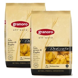 Granoro Dedicato Fettuccine Egg Nests #118 - Ribbon Pasta, 100% Apulian Durum Wheat & Eggs, Non-GMO, 17.6 oz Bags (Pack of 2)