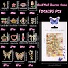 COOSLIM 30 Pcs 3D Y2K Nail Charms, Pink Cross Butterfly