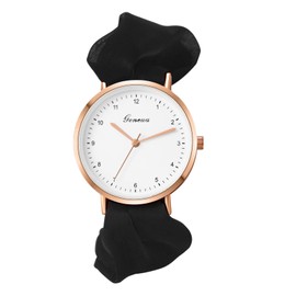 Aroncent Stretch Band Hairband Watch: Easy Reader Watch with Elastic Hairband Strap Arabic Numeral Dial Expansion Band Watch - Analog Quartz Wristwatch for Women Girl and Students - Black