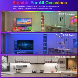 JOYLIT 32.8FT RGBCCTIC COB LED Strip Lights 24V, RGB 2700-6000K CCT WS2811 IC Addressable Color Chasing LED Strip, 840LEDs/M High Density Uniform Glow SPI Tape Light for Indoor Decor (Lights Only)