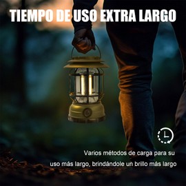 EXTRASTAR Camping-Taschenlampe, wiederaufladbar, 120 lm, mit USB Typ C, warmes Licht, verstellbar, für Camping, Notlicht, Wandern, Schwarz