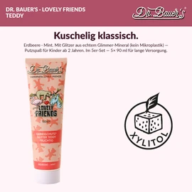 Dr. Bauer's Lovely Friends Children's Toothpaste with Magic Glitter Figures, Vegan Dental Care with Xylitol Against Caries, Playful Cleaning Fun for Children from 2 Years, 90 ml