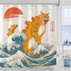 Lunerfex Artistic Cat Shower Curtain Set Iconic Wave Design Waterproof