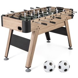 Giantex 54 Inch Foosball Table - Wood Football Table Competition Sized, Arcade Soccer Game Table with 2 Balls, Full Size Foosball Table Adult Size for Kids Teens, Home, Game Room, Oak