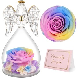 Yamonic Eternal Rose Angel Figure Gifts for Women, Eternal Rose Angel Gifts for Mum, Birthday Gift for Women, Grandma Gift, Eternal Rose in Glass Guardian Angel Christmas, Mother's Day Gift
