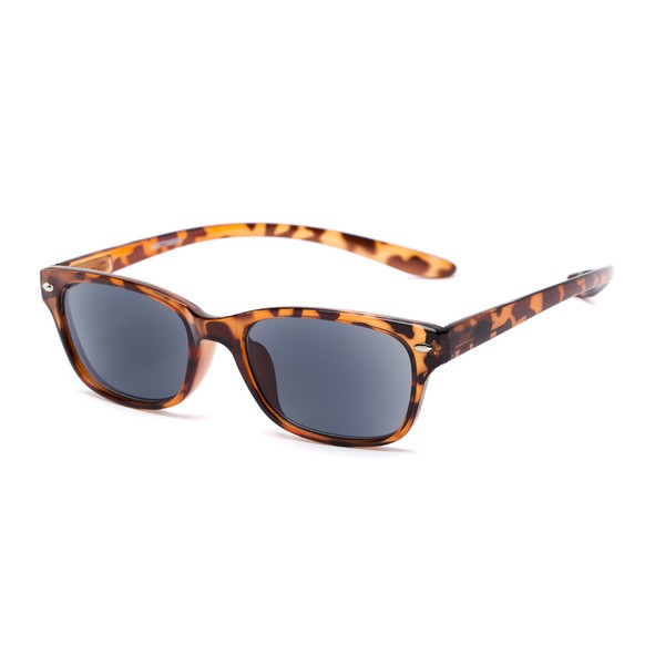 Retro Square Reading Sunglasses in Tortoise with Smoke Lenses by