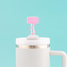 12PCS Building Block Straws Cover Cap Silicone for Tumbler Cup Birthday Party Supplies Favors Decorations, 10mm Drinking Straws Topper Hat for Reusable Straws Building Brick Tips Lids