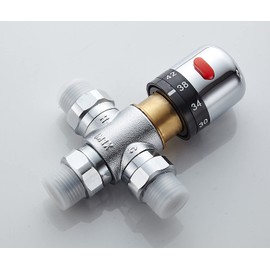 Gangang Mixer Valve,Brass Tempered Valve, Lead Free Solid Brass, G1/2 NPS Male Connections with Check Valve (Thermostatic Mixing Valve)