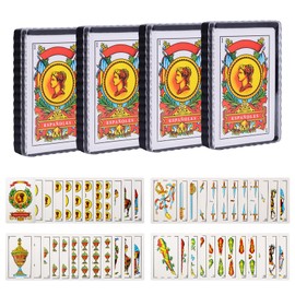 Ambercalm 4 Decks Spanish Playing Cards,Barajas Españolas Originales,Cartas Españolas,Briscas Cards Puerto Rico,Baraja Española De Plastico,Mexican Playing Cards with Boxes