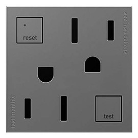 Legrand Adorne Pass & Seymour Tamper Resistant Self-Test Electrical GFCI Outlet Duplex Receptacles, 15A, Magnesium Finish, AGFTR2152M4