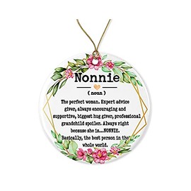 WolfeDesignPDD Nonnie Noun Ornament-Christmas Ornament for Nonnie-Mother's Day Ornament-Nonnie Gifts-Nonnie Definition-Keepsake Printed on Both Sides,White