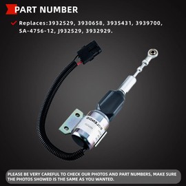 12V Fuel Shut Off Solenoid Fit for Cummins Engine 4BT 6BT 5.9L Stop Solenoid Replace 3932529 3930658 3935431 SA-4756-12 J932529 3932929