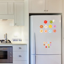 DWUENT 10pcs Flower Fridge Magnets, 2.7cm Single Diameter Cute 3D Floral Refrigerator Magnets, Decorative Magnetic Accessories for Whiteboard Locker Car Kitchen Office Decor (10 Pack)