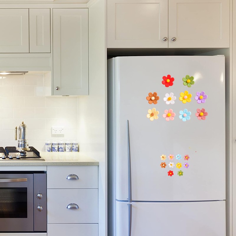 DWUENT 10pcs Flower Fridge Magnets, 2.7cm Single Diameter Cute 3D