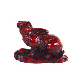 ILEWEI Fengshui Chinese Zodiac Sign Rabbit Statue New Year Easter Bunny Animal Wild Figurines Products Resin Hare Statues Table Art Home Decor Gift (Rabbit, Dark red)